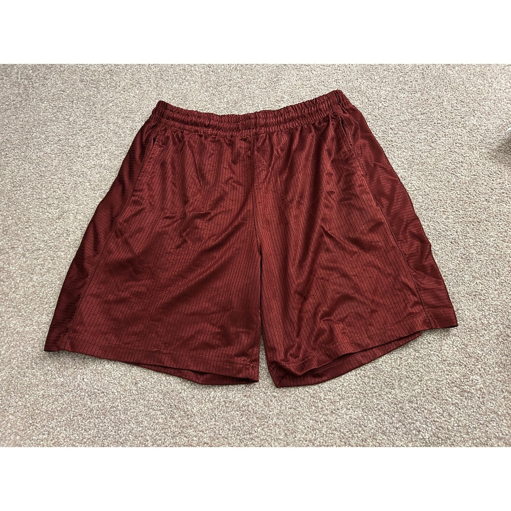 Haband Active Joe Mesh Athletic Shorts Mens L Maroon Excellent Textured Gym 84X - Picture 2 of 8